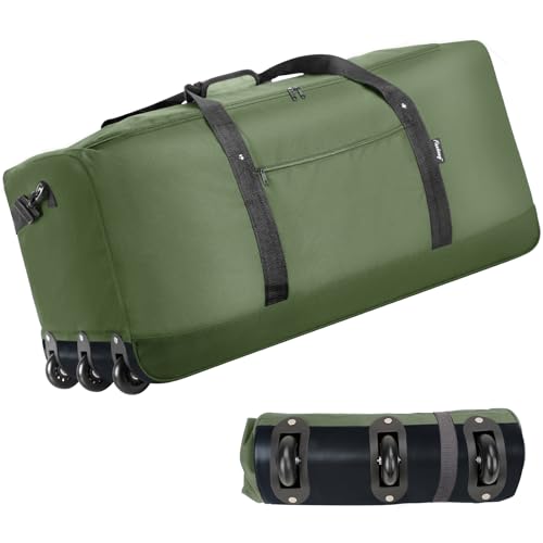 120L Foldable Rolling Duffel Bag with 3 Wheels