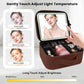 Travel Makeup Bag with LED Mirror and Light Travel Makeup Case Cosmetic Organizer Portable Cosmetic Brush Organizer Bag with Adjustable Dividers for Cosmetics Makeup Brushes Toiletry
