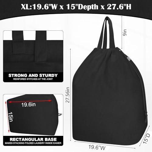 Canvas Laundry Bags with Handles & Rectangular Base