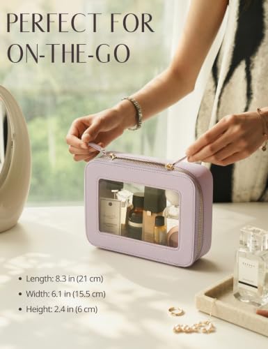 Clear Makeup Bag with Zipper Women Travel Toilrty Bag Purple Medium