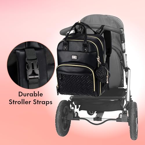 Leather Diaper Bag Backpack with Portable Changing Pad