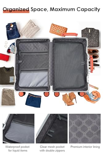 20 Inch Carry On Luggage with Leather Handle