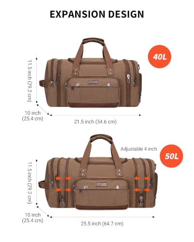 Canvas Duffle Bag for Men Expandable Convertible Travel Gym Duffel