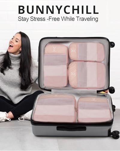 8 Set Space Saving Compression Packing Cubes Lightweight Packing Cube Pink