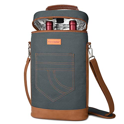 2 Bottle Insulated Wine Tote Carrier Bag