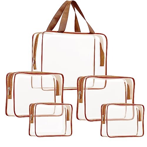 5Pcs Crystal Clear PVC Travel Toiletry Bag Kit for Women Men (5 Count)