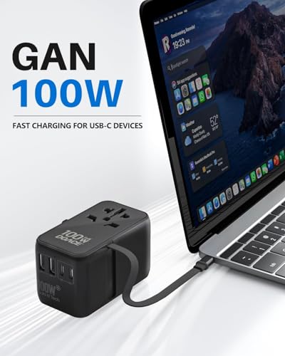 100W GaN Universal Travel Adapter with USB