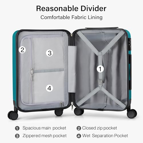 3 Piece Hard Shell Luggage Sets with Spinner Wheels Lightweight Large Suitcase for Women Men Travel Carry On Luggage 20 (3 Count)