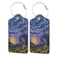 2 Pack Luggage Tags for suitcases Halloween Horror Sunflower TSA Approved Label Luggage Tag Baggage Tag Leather Stainless Steel Loop Label Tag for Men Women Travel Bag Suitcase (2 Count)