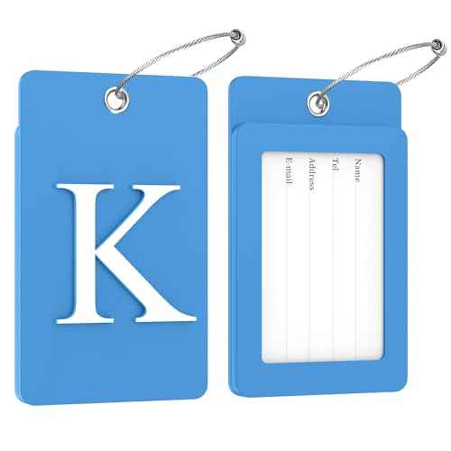 2 Pack Initial Luggage Tags for Suitcases Airplane Travel Essentials (2 Count)