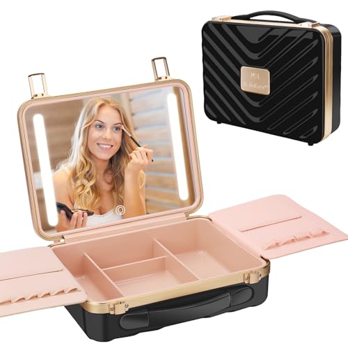 Travel Makeup Train Cases with Lighted Mirror 3 Color Setting