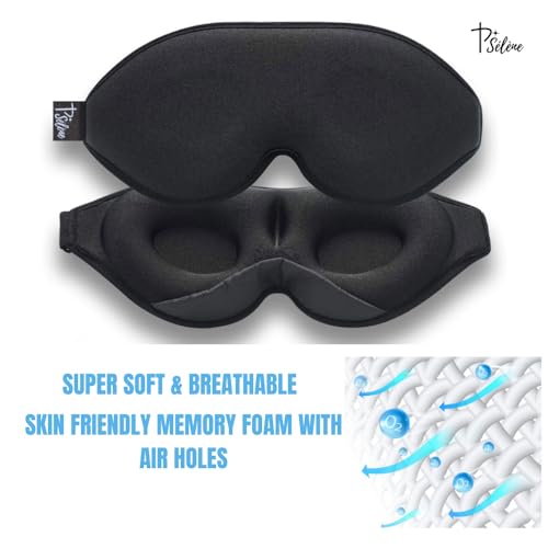 Sleep Mask with Earplugs & Zipper Bag 3D Memory Foam Eye Mask with Nose Support