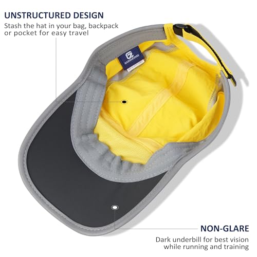 Baseball Cap Nylon Running Cap Outdoor Sports Hat for Men Women Adjustable Quick Drying Reflective Foldable UPF50+ Breath Mesh Water Repellency Race Performance Lightweight Yellow