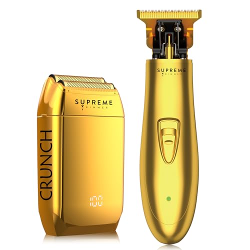 2-in-1 T-Shaper Trimmer & Crunch Foil Shaver | STF602 Electric Razor & ST5200 Beard Trimmer Barber Haircut Kit | Gold