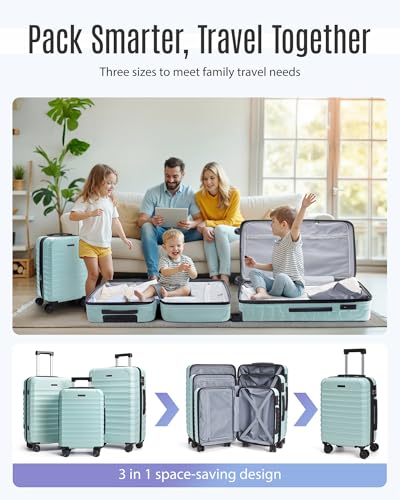 Luggage Sets 3 Pcs Suitcase with Wheels