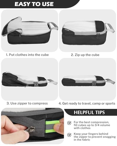 Compression Packing Cubes for Travel (6 Count)