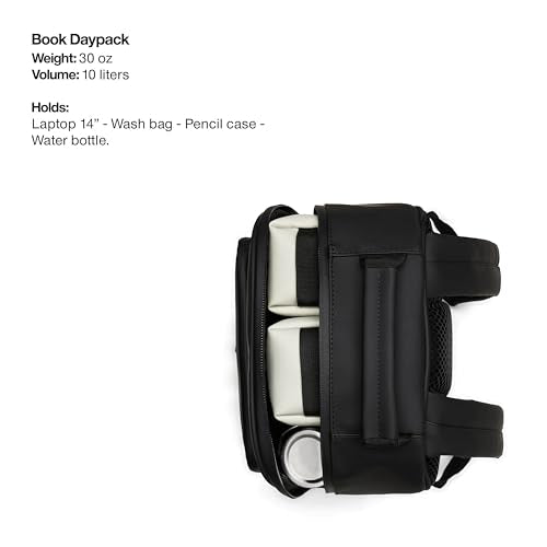 Book Daypack Black Waterproof Laptop Backpack for Men and Women
