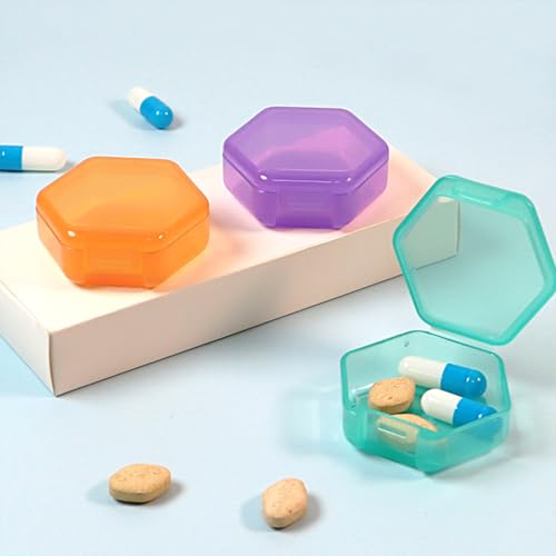 Small Pill Case Travel Pill Box Cute Pill Organizer for Purse Portable Daily Medicine Organizer 1 Compartment Pill Holder for Vitamins (3 Count)