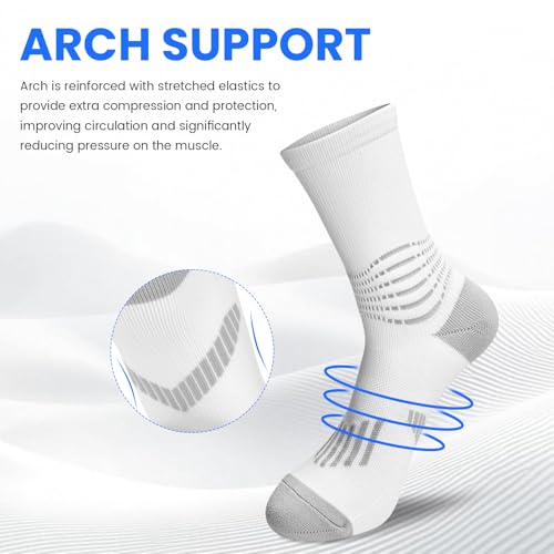 Crew Compression Socks Athletic Running Socks for Men Women Plantar Fasciitis Relief 3 Pairs