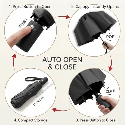 Small Compact Travel Umbrella with UV Protection for Sun & Rain (2 Count)