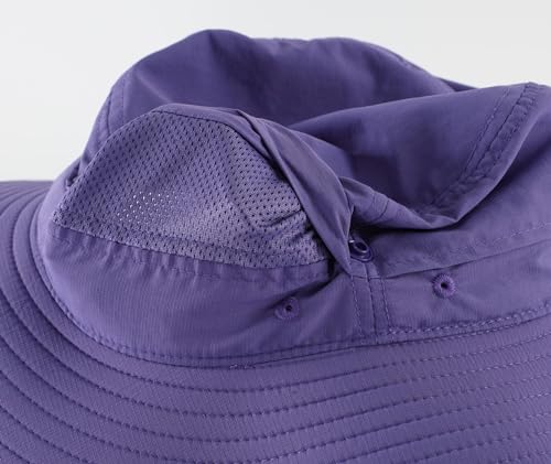 Outdoor Sun Hat for Women UPF 50+ Fishing Hiking Gardening Hat Breathable Mesh Cowboy Hat Summer Beach Hat Purple