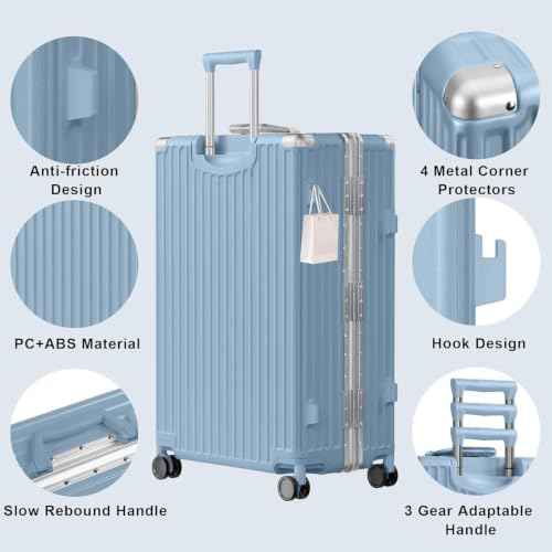 Luggage Sets 2 Piece Aluminum Frame Carry On and Checked Suitcase PC ABS Hard Shell TSA Lock No Zipper