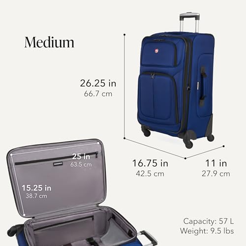 Sion Softside Expandable Spinner Luggage Durable Lightweight Travel Suitcase (3 Count)