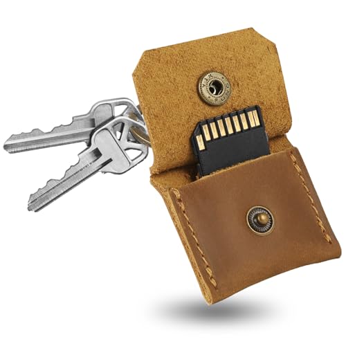 Genuine Leather SD Card Holder Keychain