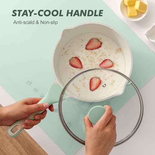 Ceramic Nonstick Saucepan with Double Pouring Spout