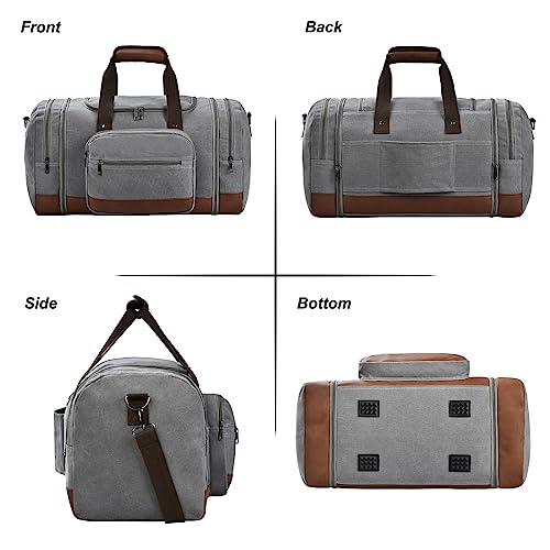 60L Canvas Duffle Bag for Travel Weekend Gym Overnight Carry