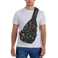Sling Bag Boho Black Leaf Pattern Hiking Daypack Crossbody Shoulder Backpack Travel Chest Pack for Men Women
