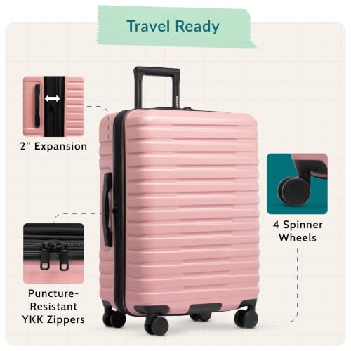 Boren Expandable Hardside Rugged Travel Luggage with 8 Spinner Wheels