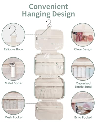 Travel Toiletry Bag for Women Large Hanging Makeup Bag Organizer Toiletries Bag for Full Size Essentials Accessories Cosmetics