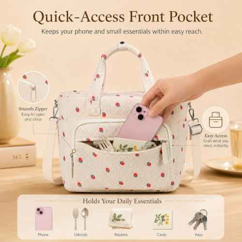 Insulated Lunch Box for Work with Cup Holder