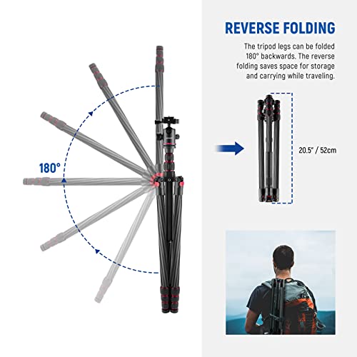 N55CR Upgraded 80.7" Carbon Fiber Camera Tripod Monopod Travel Stand