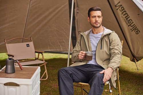 Long Rain Jackets Lightweight Hooded Packable Raincoat Waterproof Outdoor Hiking Windbreaker Jacket for Men