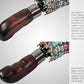 Folding Umbrella Real Wood Handle Kimono Brown Aqua