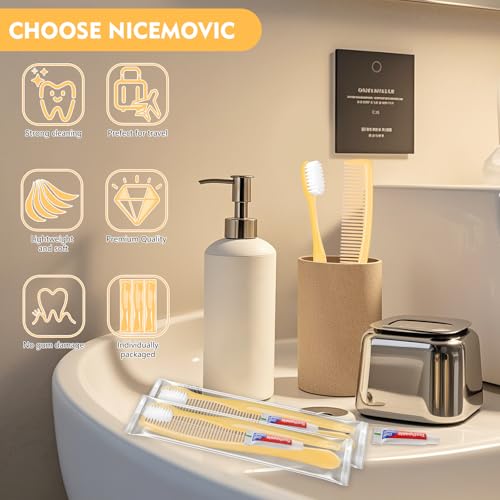 50 Pack Disposable Toothbrushes Bulk with Toothpaste and Comb Travel Size Toothpaste Set Homeless Care Package Supplies for Bulk Individually Wrapped Disposable Travel Hotel Charity (50 Count)