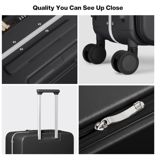 20 Inch Carry On Luggage 22x14x9 Airline Approved PC Hard Shell Suitcase Top Opening Aluminum Frame Travel Suitcases with Wheels