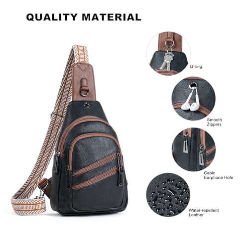 7L Crossboydy Sling Bag for Women Vegan Leather Crossbody Purse Fanny Pack Chest Bag for Travel
