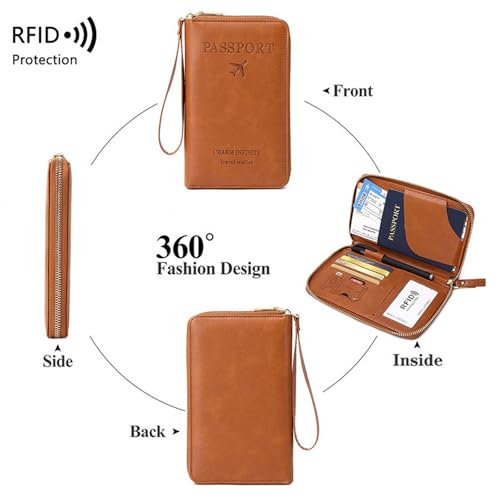 Multi Function RFID Travel Passport Wallet with Phone Pocket