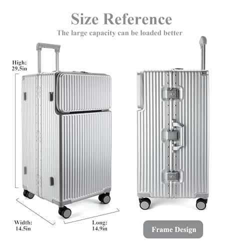 Super Large Aluminum Frame Zipperless Checked Luggage Front Pocket