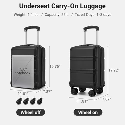 15'' Underseat Carry On Luggage Airline Approved Lightweight