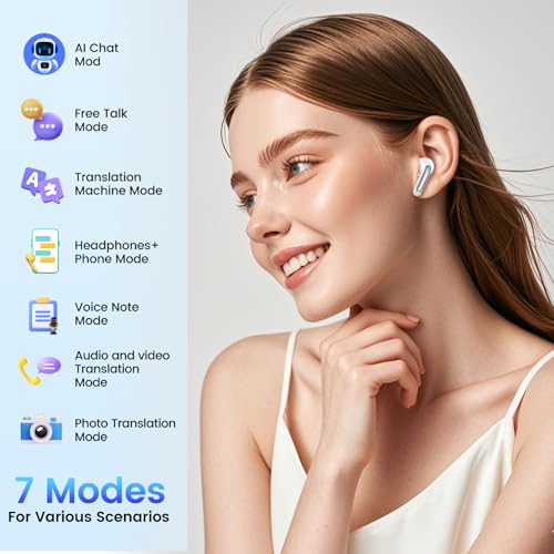 AI Translation Earbuds Real Time Voice Translator Device with Audio & Video Calls