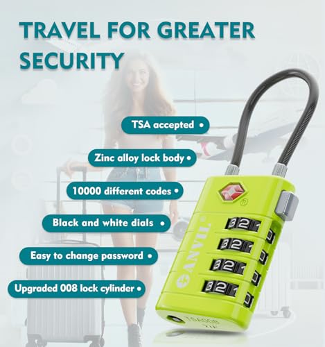 TSA Approved Luggage Locks with Search Alert Indicator (2 Count)