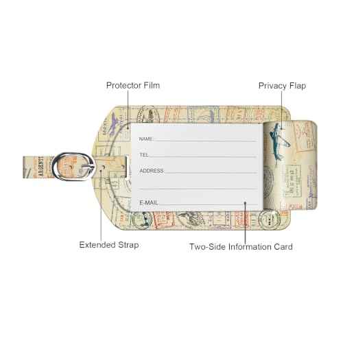 2 Pack Luggage Tags Leather Name ID Labels with Privacy Cover (2 Count)