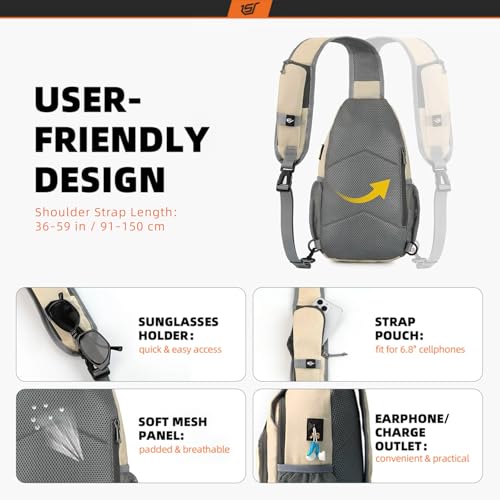 Sling Bag RFID Crossbody Sling Backpack Cross Body Shoulder Bag Travel Hiking Daypack for Women Men