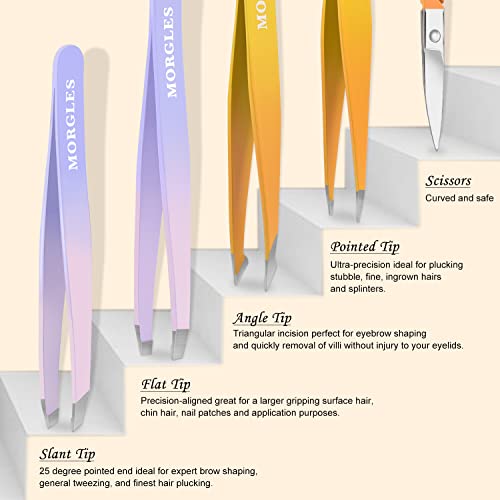 Tweezers Set 9 Pcs Colorful Nail Clipper Kit with Case for Grooming (9 Count)