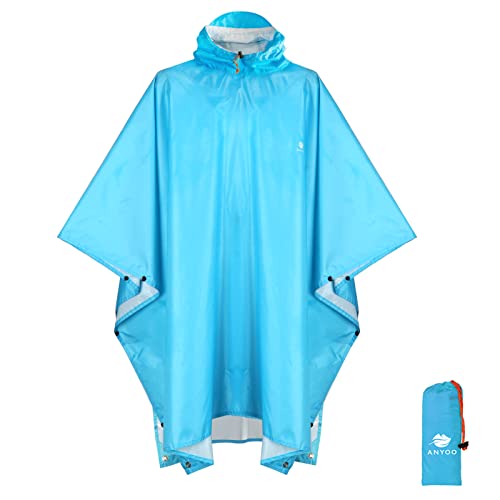 Hooded Rain Poncho for Adult Waterproof Lightweight Raincoat