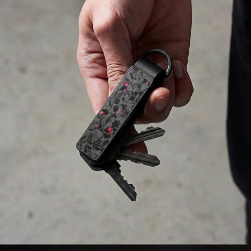 Metallic Aluminum Red Forge Carbon Fiber Key Organizer holder